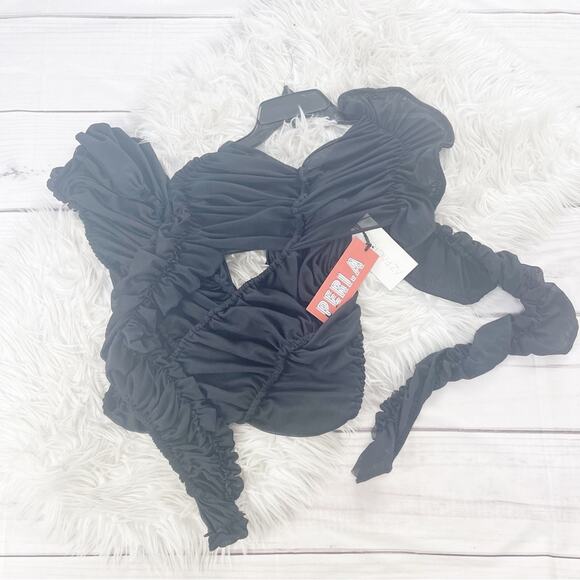 Az Factory with Ester Manas Long Sleeve Ruched Black Sheer Dress Sz FR 36‎ - Picture 5 of 7